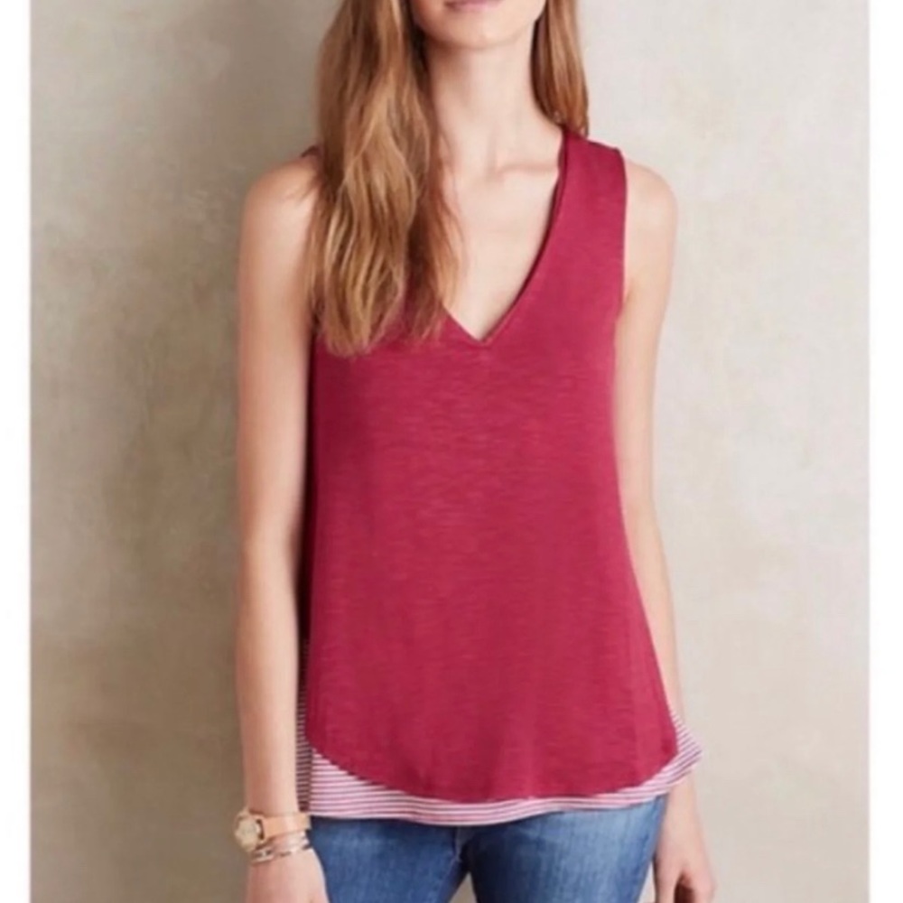 NWT Anthro Deletta Weekends Layered Tank Top Red